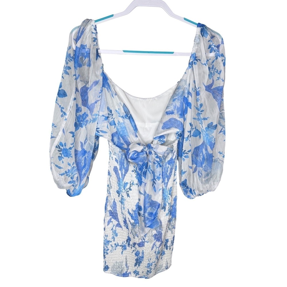 Selfie Leslie Blue Floral Mini Dress Romantic Summer Party‎ Brunch Dress Size S - Picture 6 of 12